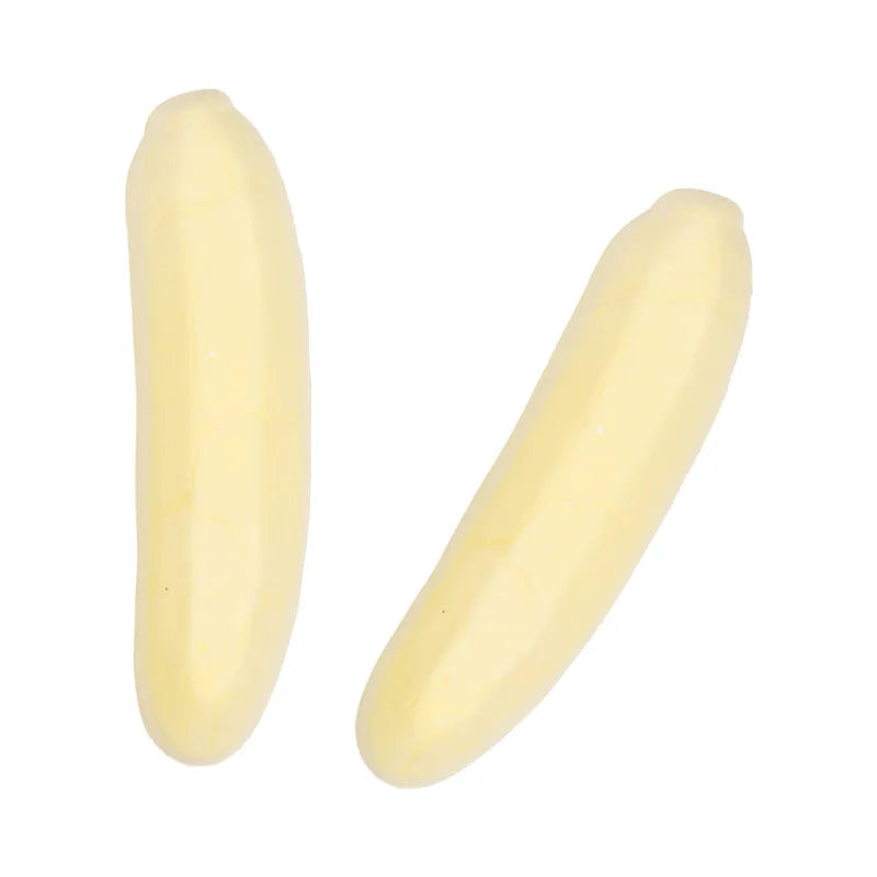 Yellow banana-shaped foam candy.