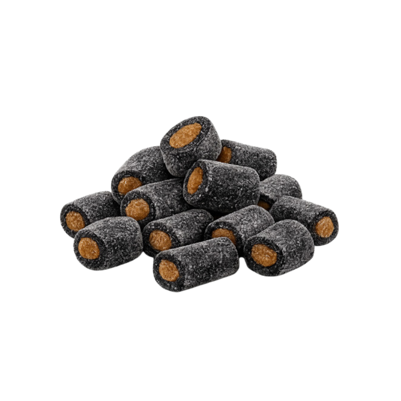 Black and brown candy tubes