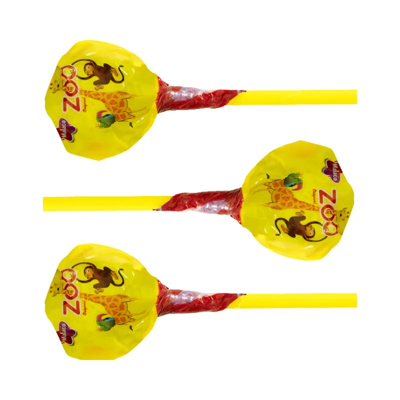 Lollipop wrapped in yellow paper by Malaco.