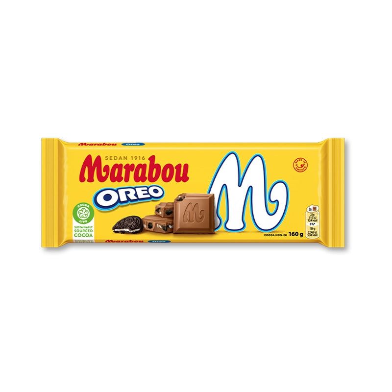 Marabou Oreo chocolate bar in yellow wrapper