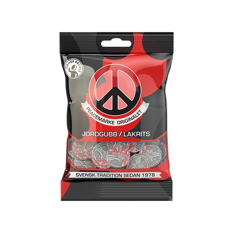 Peacemärke Jordgubb Lakrits 80g