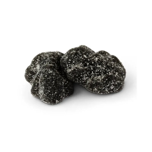 Black sugar-coated frog-shaped jelly candy by Aroma.