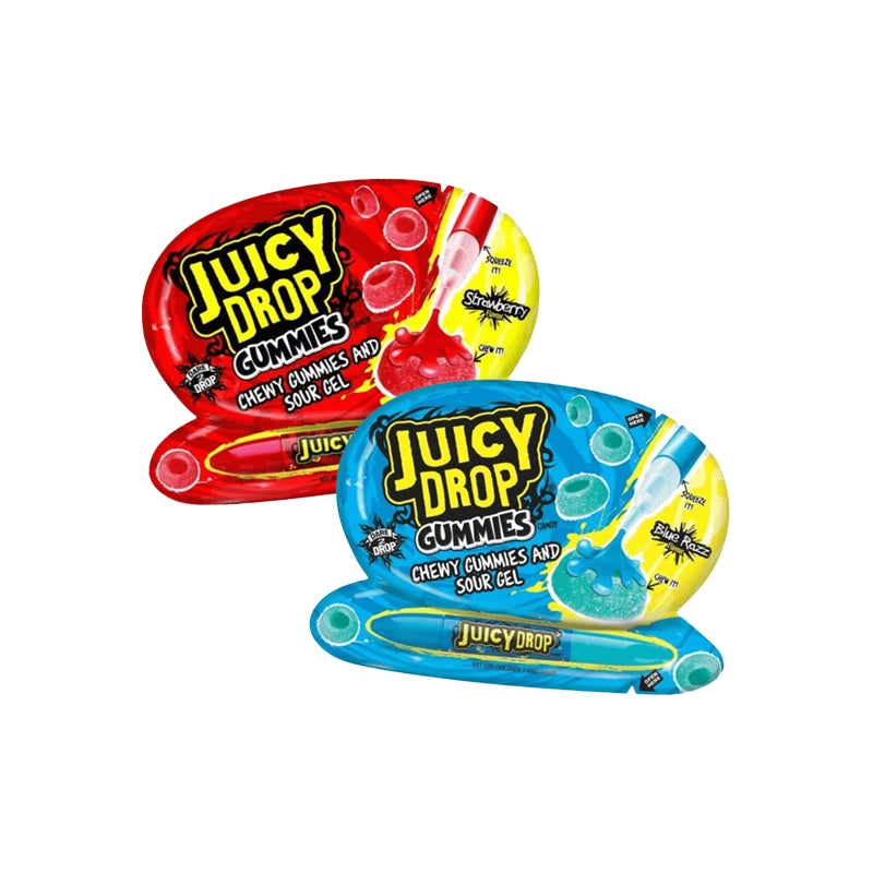 Packages in different colors with gummies and gel candy