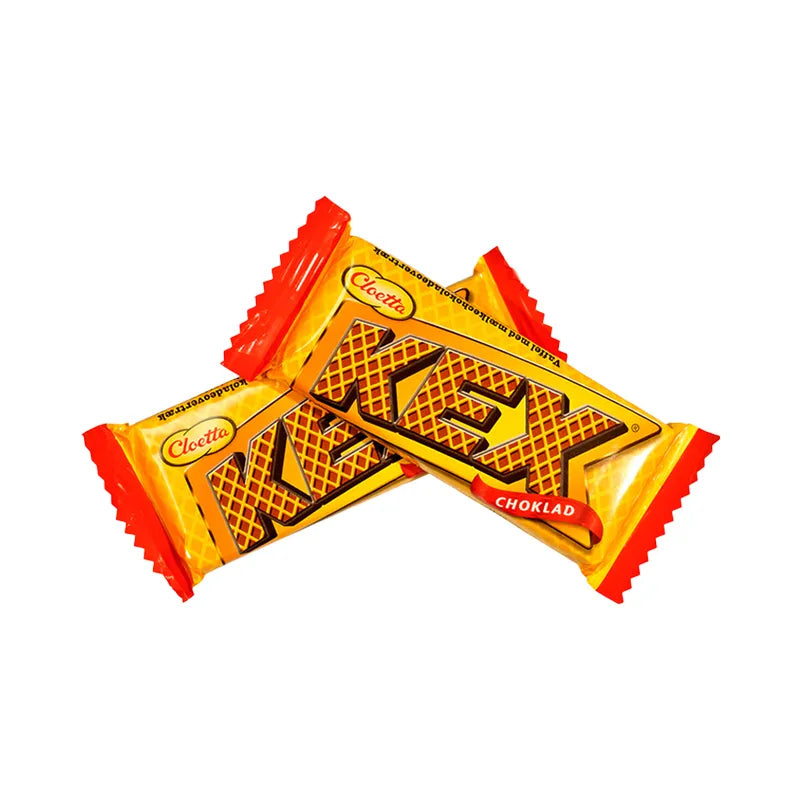 Wafer coated with milk chocolate wrapped in yellow paper by Cloetta