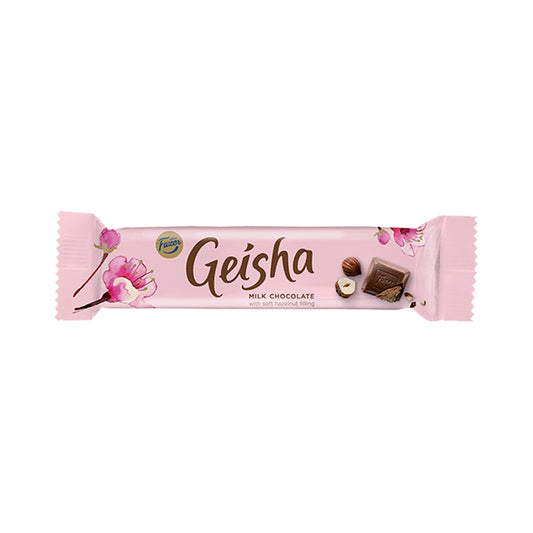 Fazer Geisha chocolate bar in pink wrapper
