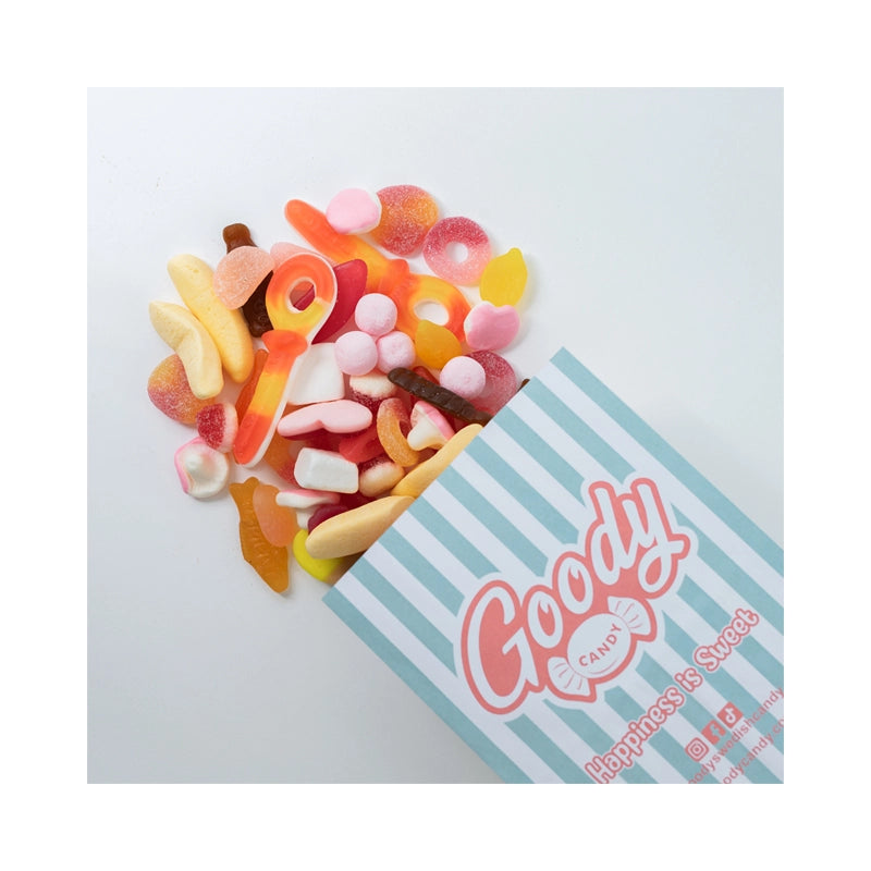 Assorted candies in various color and shapes.