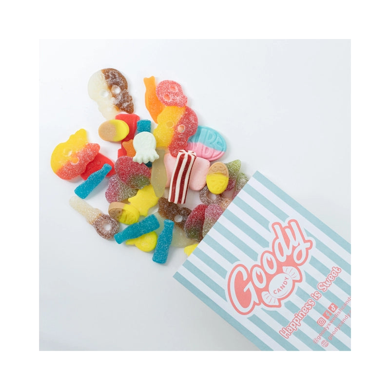 Assorted candies in various color and shapes.