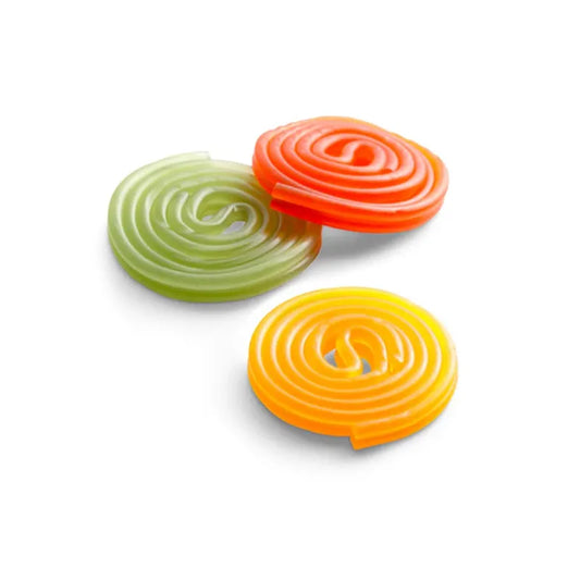 Colorful roll-shaped chewy candy 