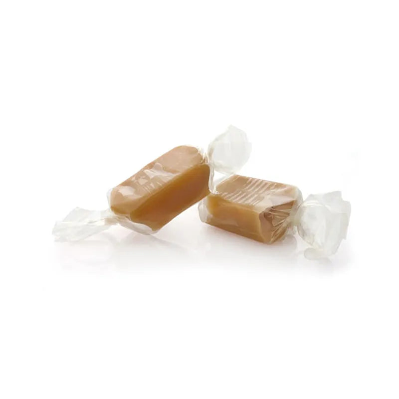 Soft caramel toffee in transparent wrapping by Kolafabriken.
