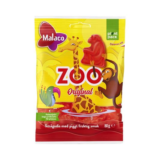 Yellow bag of Malaco Zoo candy.