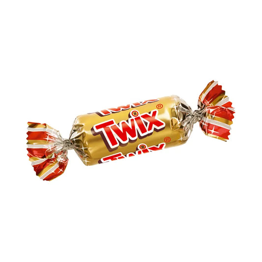 Mini Twix chocolate wrapped in gold papper by Mars.