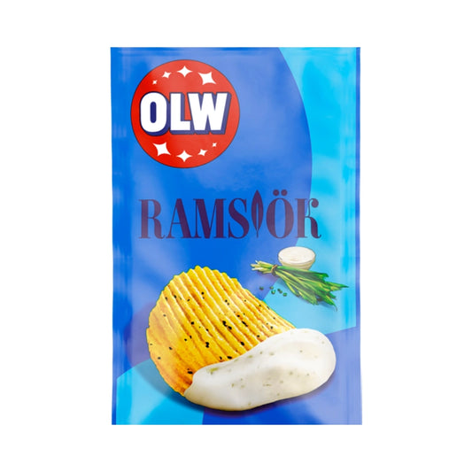 Blue bag of OLW Dippmix Ramslök.