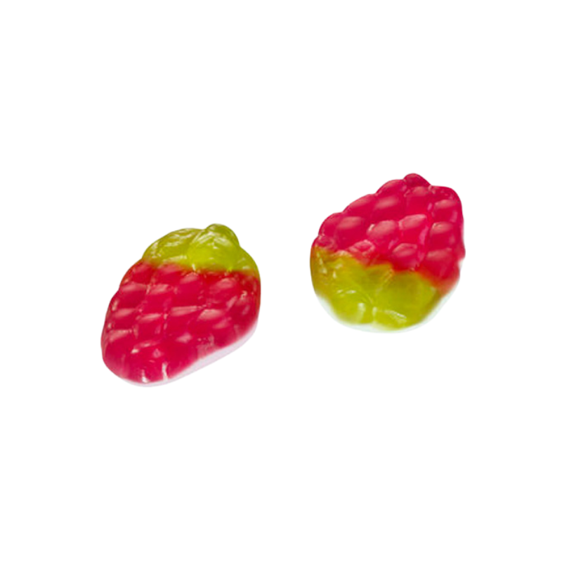 red and white jelly and foam strawberry candy