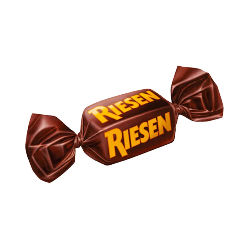 Riesen dark chocolate wrapped in black and yellow paper.