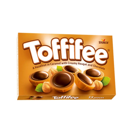 Box of Storck pralines with hazelnut and toffee.