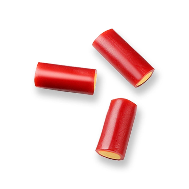 Red and yellow tube-shaped chewy candy by Toms.