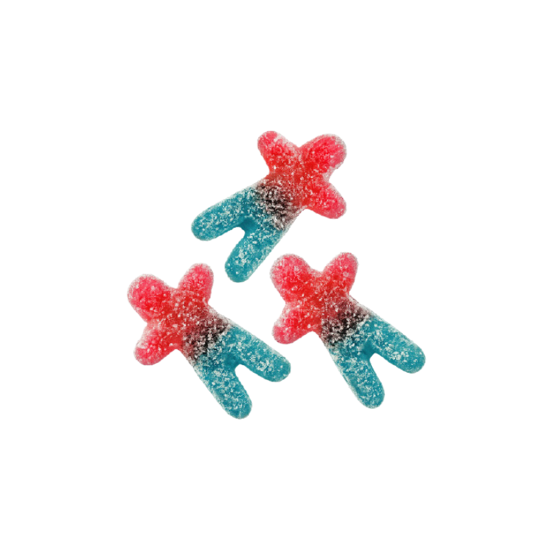 Red and blue human shaped jelly candy by Grahns